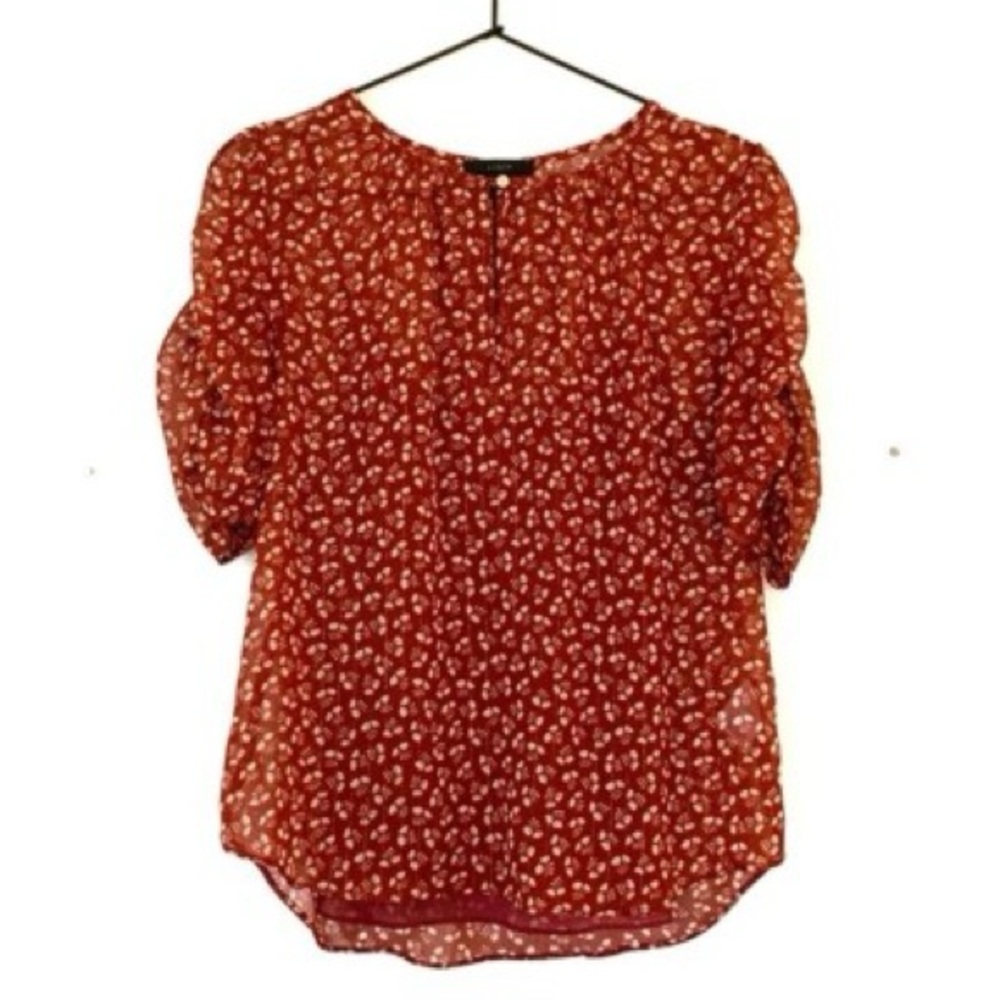 J. Crew / Ruched Sleeve Sparkle Floral Blouse / Size XXL